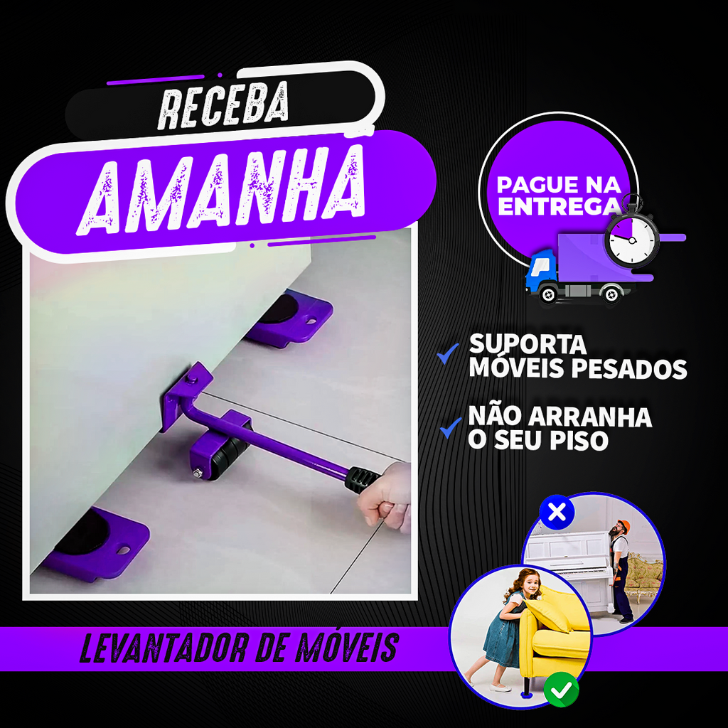 Levantador Para Mover Móveis Pesados Com Rodinhas 360° – e-panelas