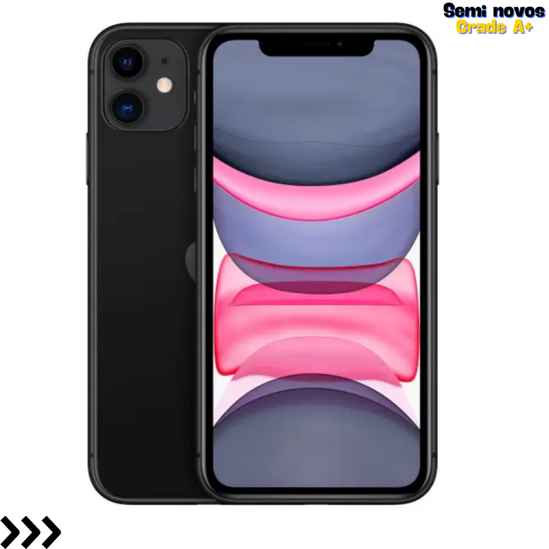 iPhone 11 - 64GB - Tela 6,1” - Camera 12MP - iOS - Preto- SEMINOVO