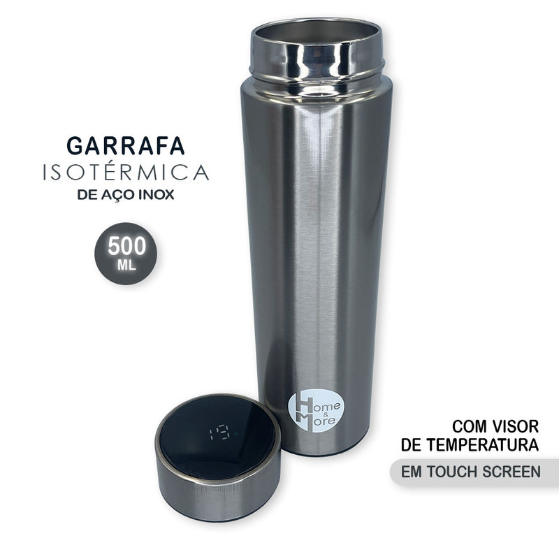 Garrafa Isotérmica em Aço Inox 500ml Com Led