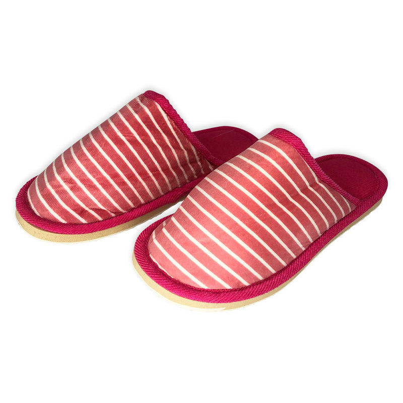 Pantufa Feminina com Listras Pink 36/37