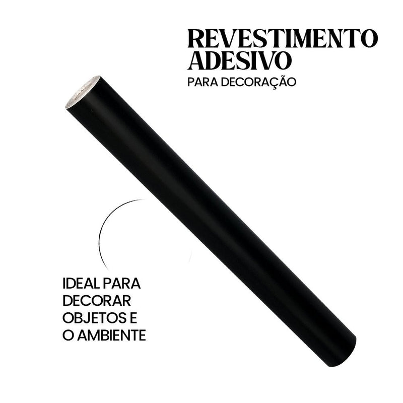 Papel Adesivo Contact Preto Brilhante com 10 Metros