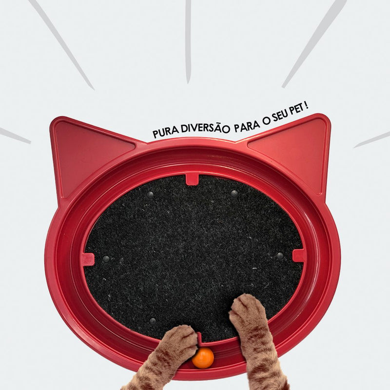 Arranhador para Gatos com Bolinha Interativa Antistress - Vermelho