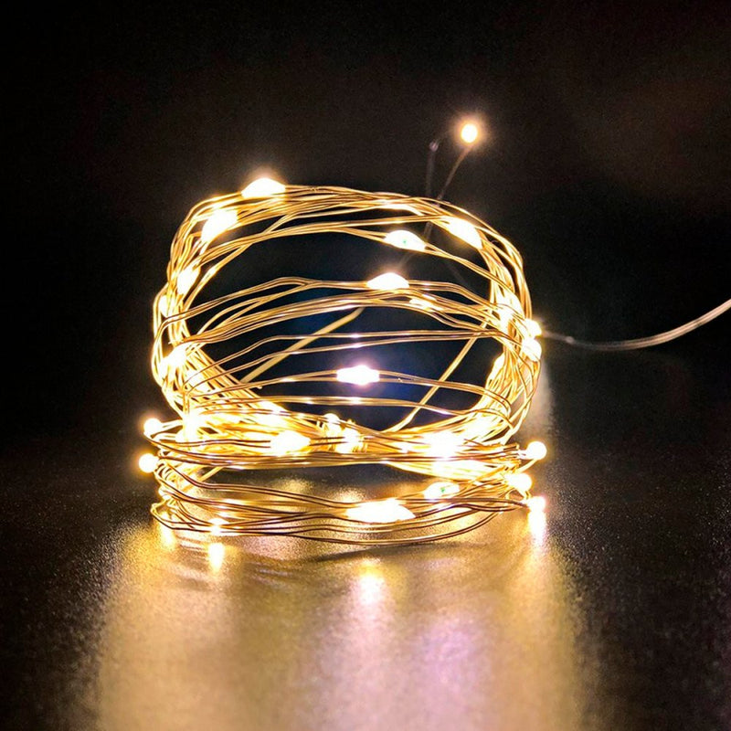 Rolha de Fio de Cobre Fada 1 Metro 10 LEDs - Branco Quente