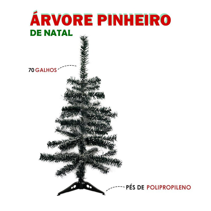 Árvore Pinheiro De Natal Luxo Verde Nevada 90 cm 70 Galhos