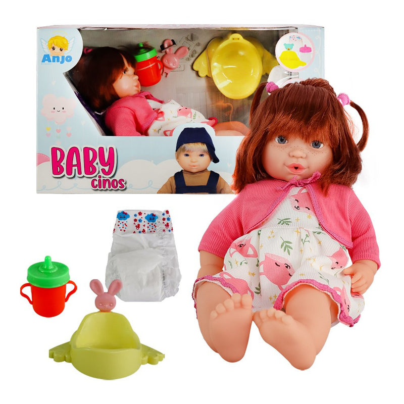 Boneca Babycinos Ruiva Com Acessórios