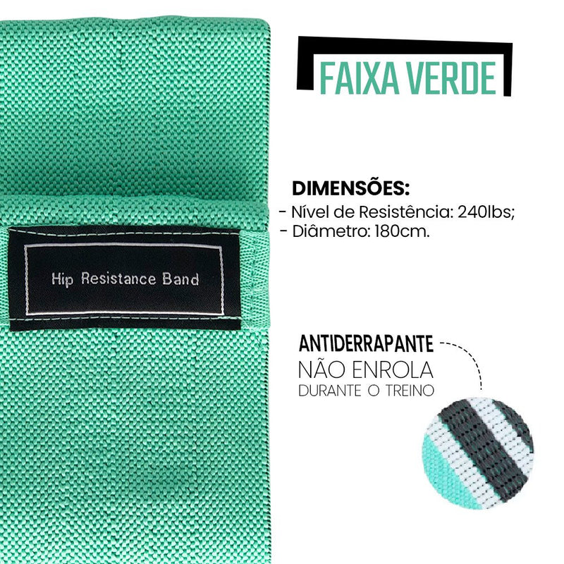 Kit de 3 Faixas Elásticas para Exercícios com 3 Níveis de Resistência