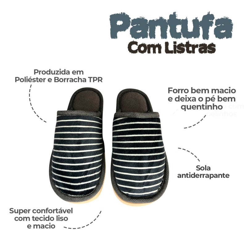 Pantufa Feminina com Listras Cinza 38/39