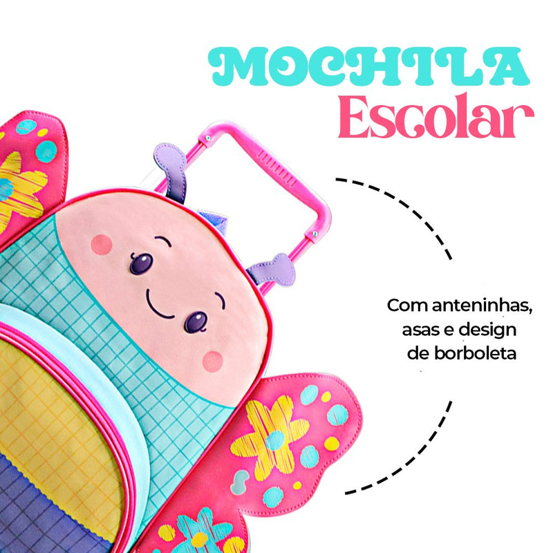 Mochila Infantil Com Rodinhas Borboleta