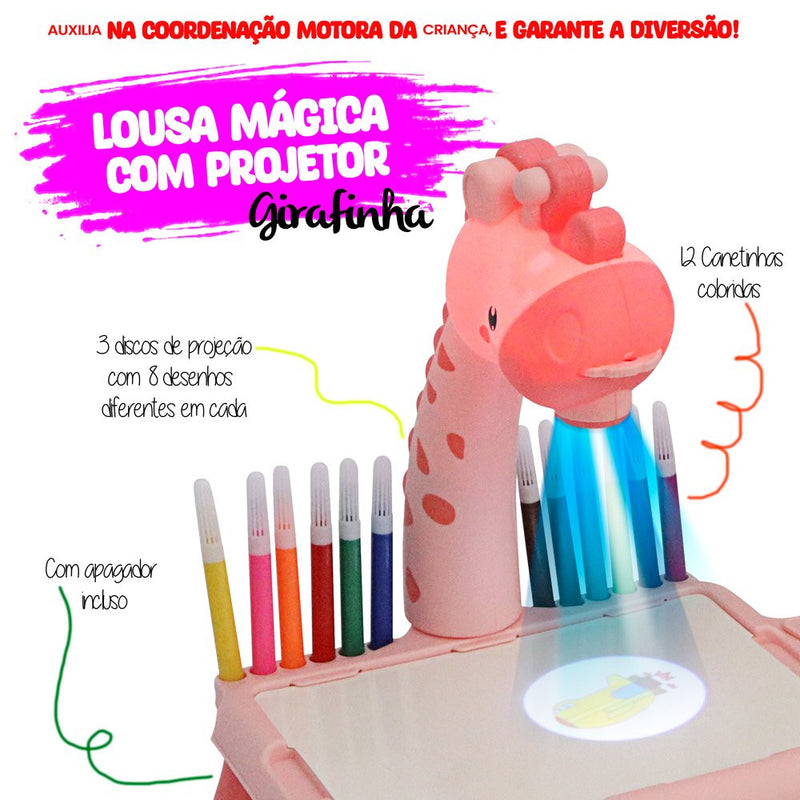 Lousa Mágica Mesinha Com Projetor Girafinha - Rosa