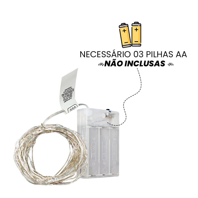 Fio De Fada LED Decoração Cordão De Luz 10 Metros - Rosa