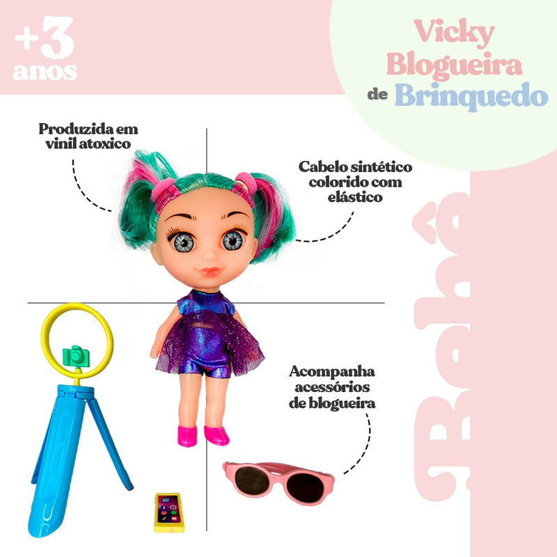 Boneca Vicky Blogueira Com Acessórios