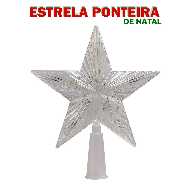 Estrela Ponteira Árvore Natal Colorida Led Pisca Pisca