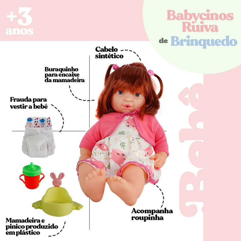 Boneca Babycinos Ruiva Com Acessórios