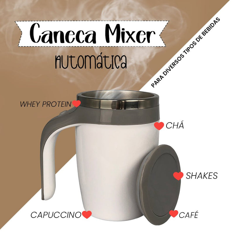 Caneca Mixer Inox Automática Elétrica Misturador 380ml