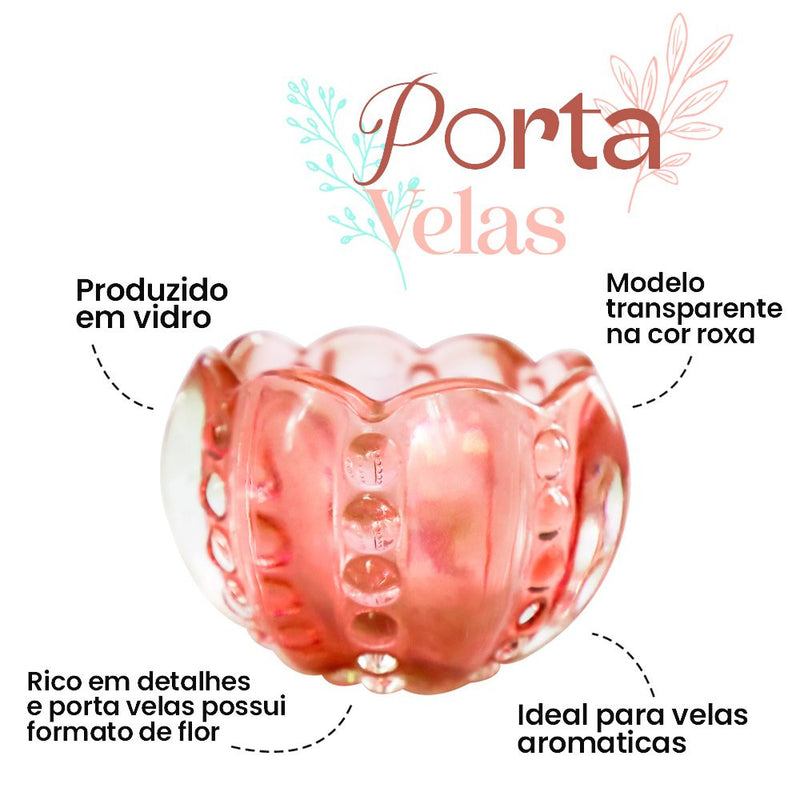 Porta Velas Castiçal de Vidro - Sortido