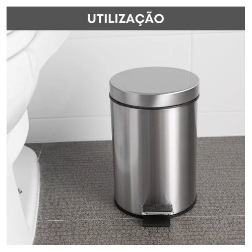 Cesto De Lixo 3lts 100% Inox C/ Pedal Banheiro E Cozinha